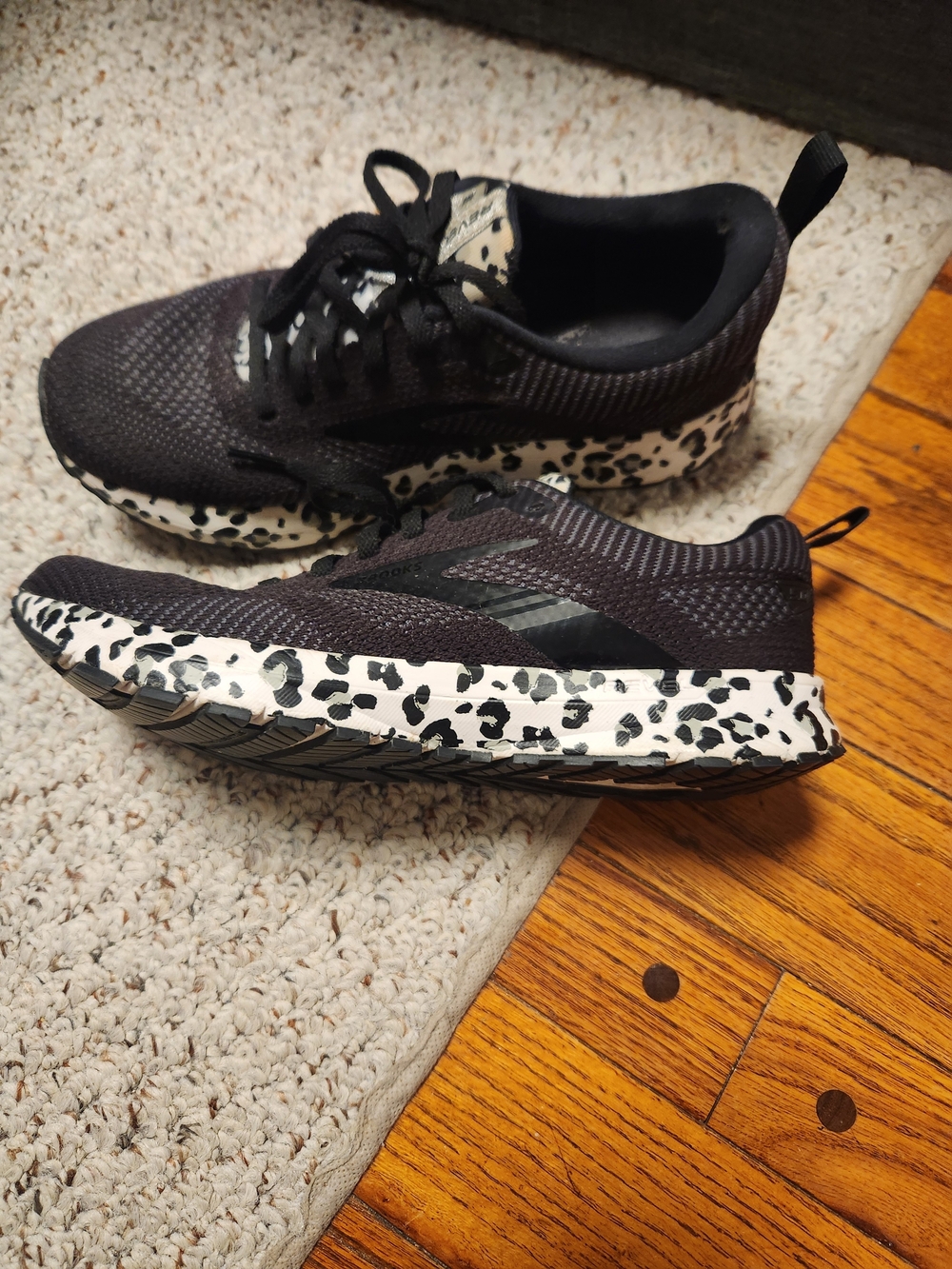 Brooks Women's Athletic Sneakers with Black & White Leopard Midsole